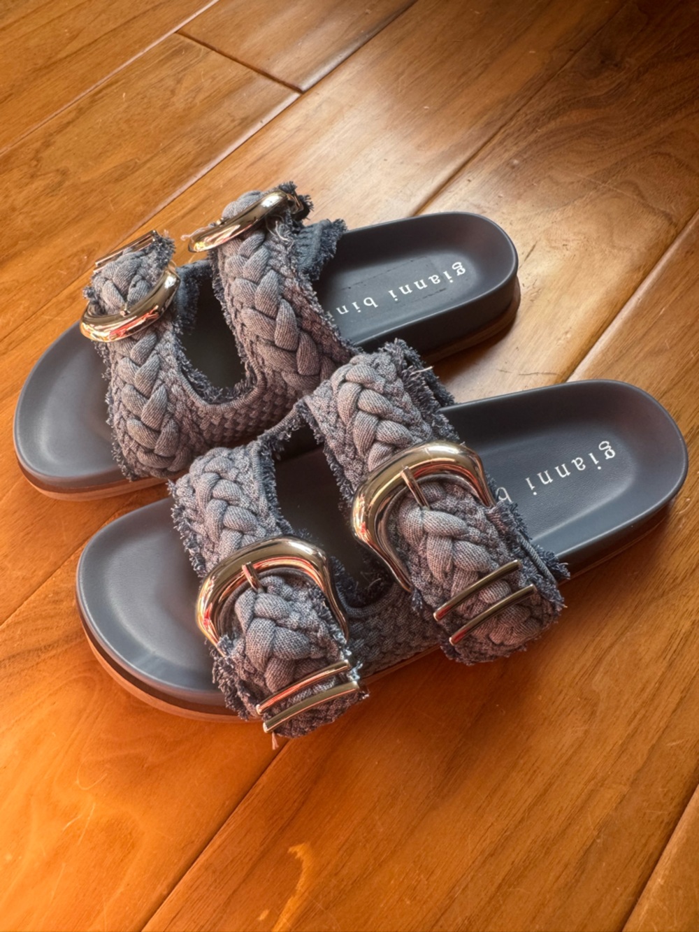 NWT Gianni Bini CecilTwo Braided Denim Double Banded Platform Sandals Sz 6,5 - Picture 10 of 15